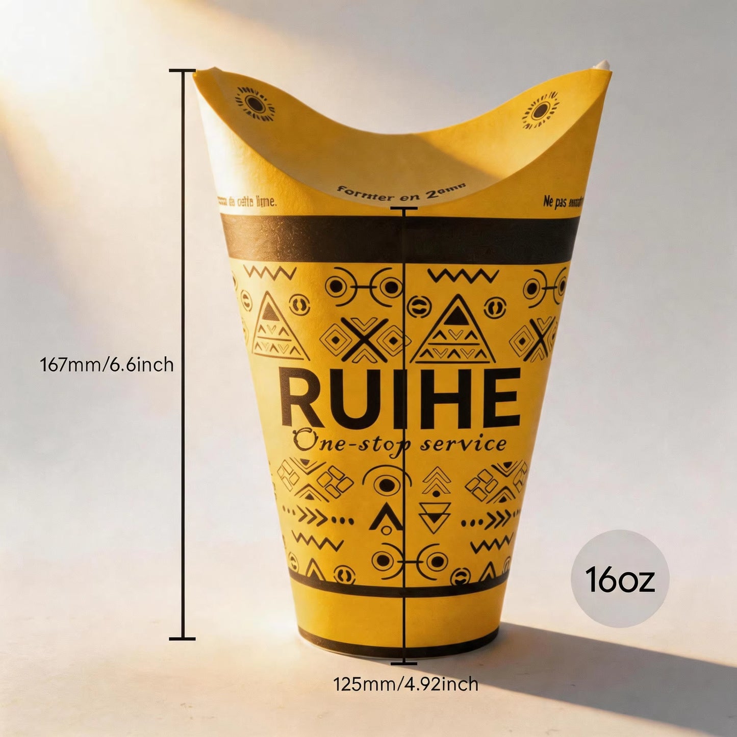 Disposable Folding Sealed Butterfly Paper Cups 16oz with Lids Customizable with Logo for Coffee, Milk Tea & Beverage Use