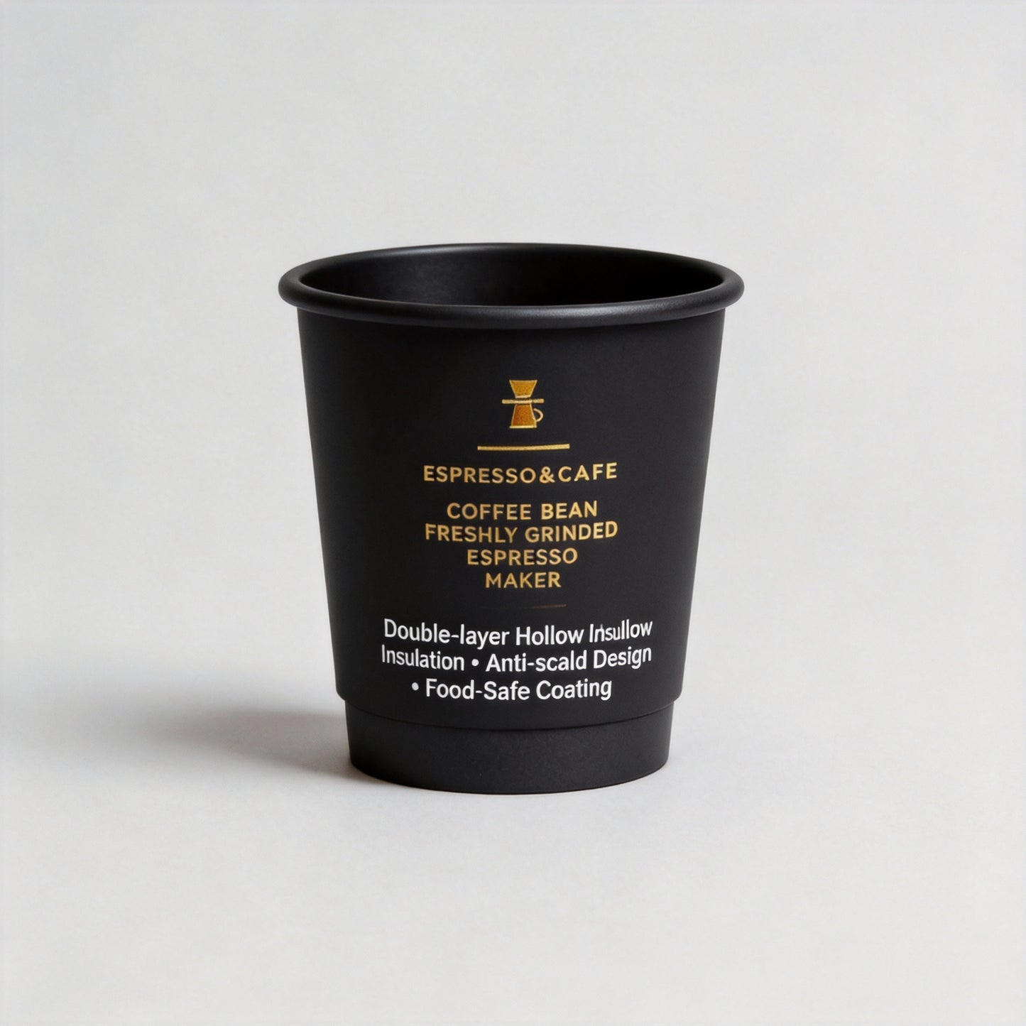 Wholesale Disposable Black Coffee Cups Double-layer Hollow Coated Touching Paper Anti-scald for Hot Drinks Milk Tea & Coffee