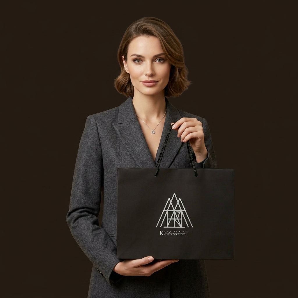 Premium Black Cardboard Bags, 300gsm Thick Black Paper Gift Bags with Cotton Handles for Luxury Brand