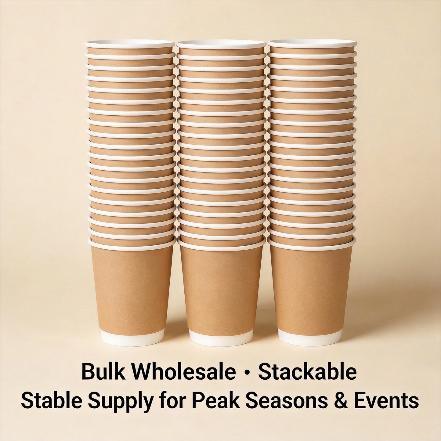 Disposable Double Layer Thickened American Style Kraft Paper Coffee Cups with Lids for Party & Commercial Wholesale