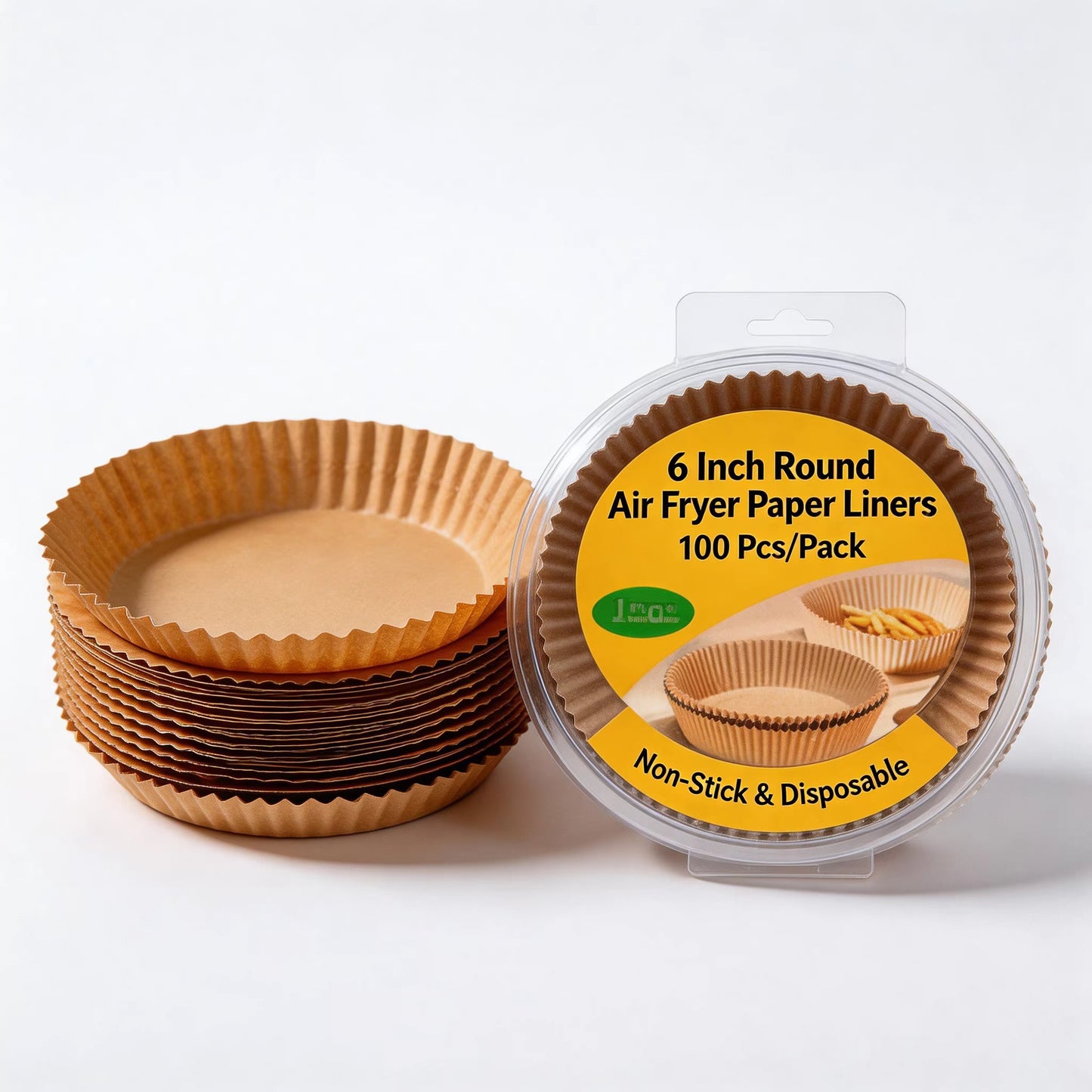 Air Fryer Liners, 6 Inch Round, Non-Stick & Disposable, for Air Fryer Basket, 100 Pcs, Fast Shipping