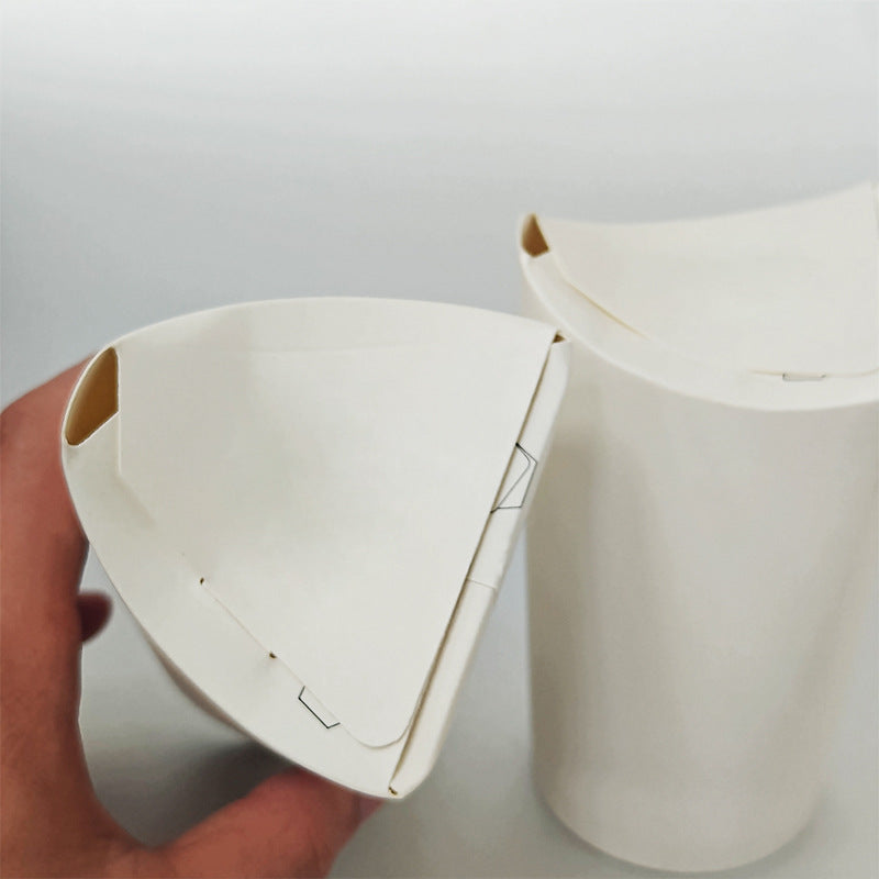 Disposable Folding Sealed Butterfly Paper Cups 16oz with Lids Customizable with Logo for Coffee, Milk Tea & Beverage Use