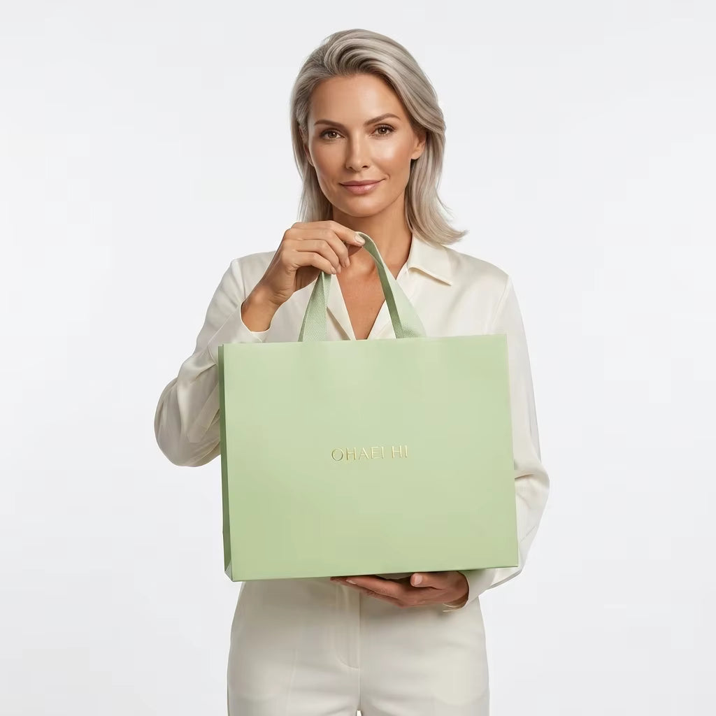 Coated Paper Gift Bags, 250gsm Glossy Art Paper Shopping Bags with Rope Handles for Cosmetic and Perfume