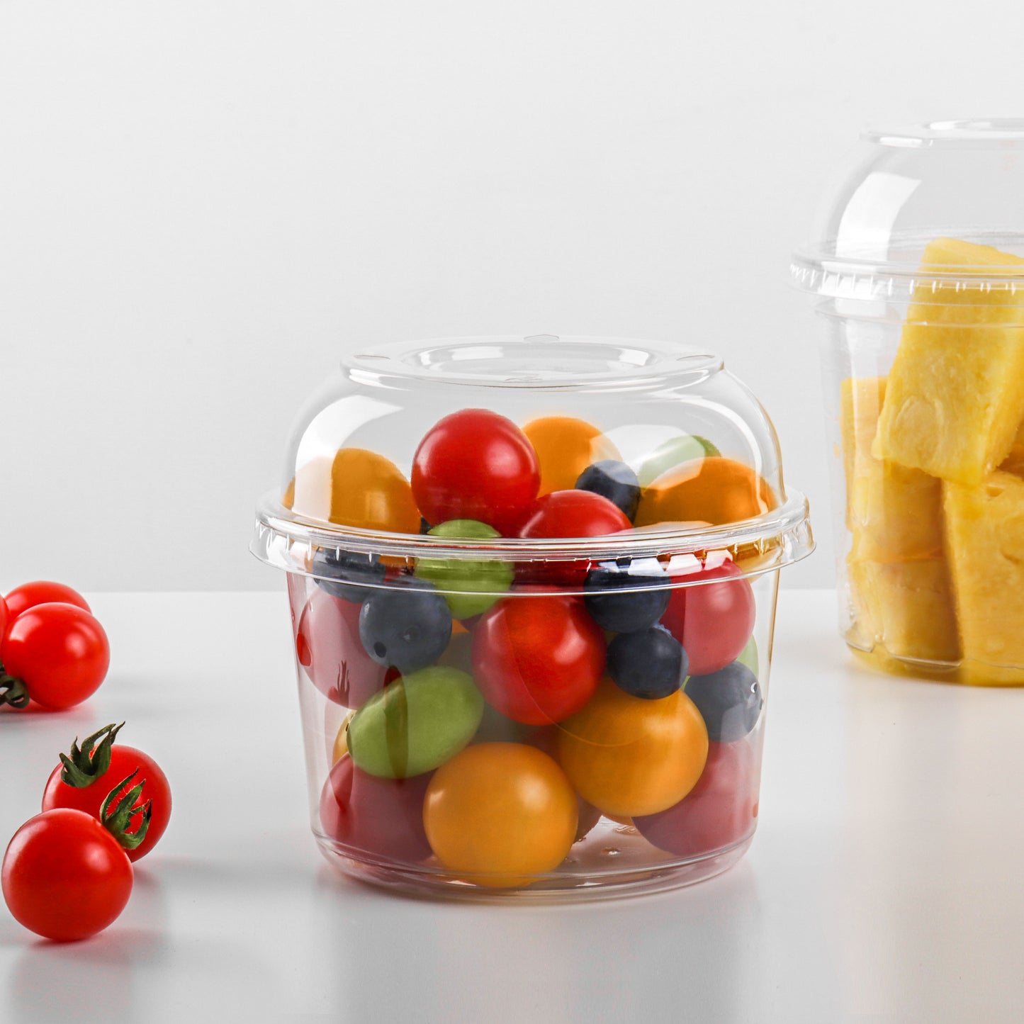 PET Transparent Plastic Cups for Fruit and Yogurt Disposable Smoothie Plastic Cups Reusable Plastic Cups With Dome Lid