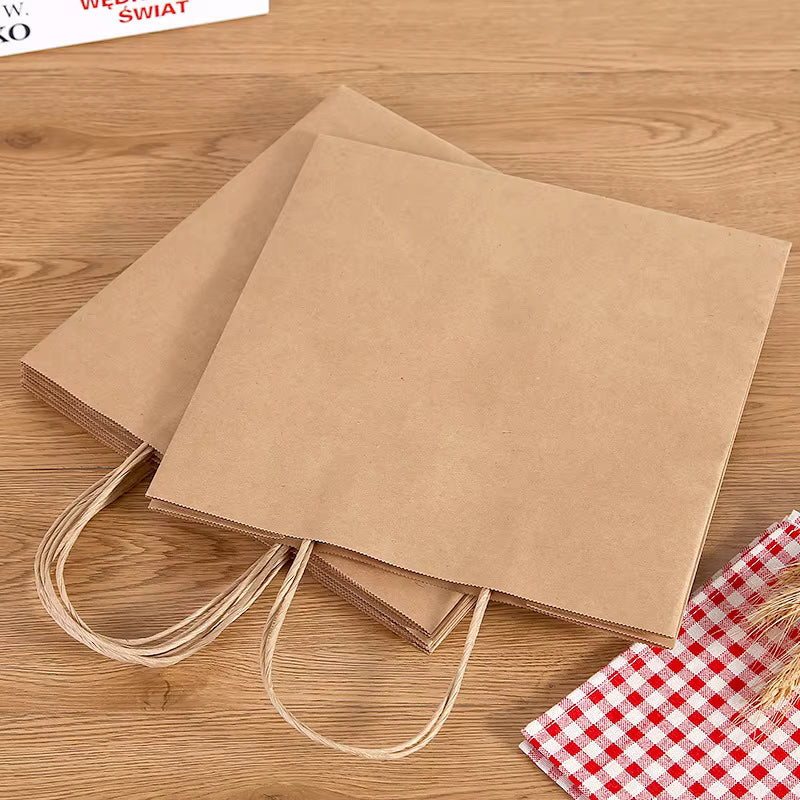 Brown Paper Bags with Handles, Kraft Paper Shopping Bags, Customizable, for Retail and Wedding Favors