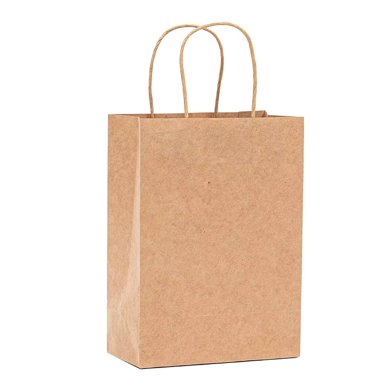 Small Paper Bags with Handles, 6x3x8 Inch Kraft Paper Gift Bags, for Party Favors and Candy