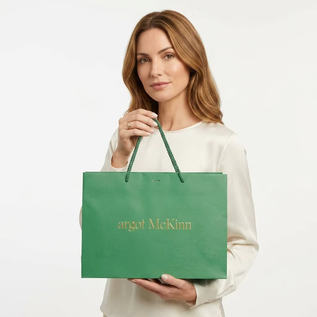 Textured Paper Bags with Die Cut Handles, 250gsm Specialty Paper Shopping Bags for Clothing and Gift Stores