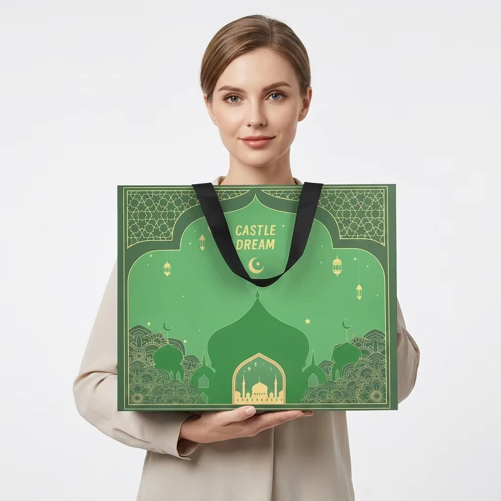Custom White Cardboard Gift Bags with CMYK Printed Logo, 300gsm Rigid Shopping Bags for Luxury Brands