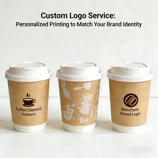 Custom Logo 12oz Portable Coated Paper Cups Wholesale with Lid for Hot Drinks & Milk Tea Commercial Takeaway