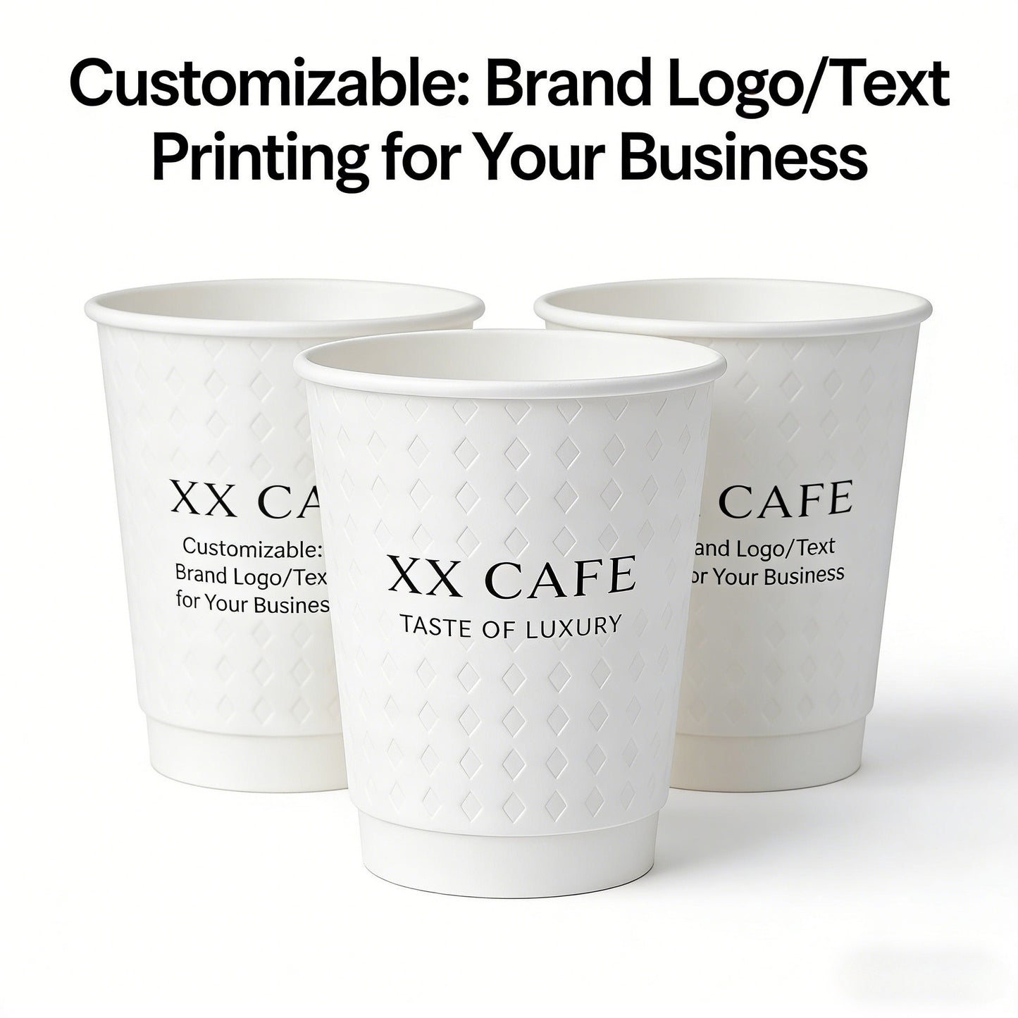 Customizable 12oz High-end Deep Embossed Coffee Cups Wholesale with Lid for Hot Drinks Milk Tea Cafe Takeaway