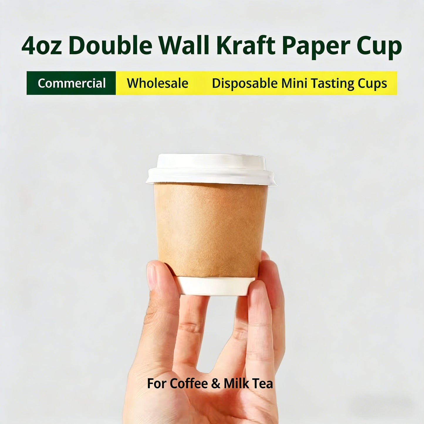 4oz Double Wall Kraft Paper Tasting Cups Disposable Mini Sampling Cups for Coffee Milk Tea Commercial Wholesale