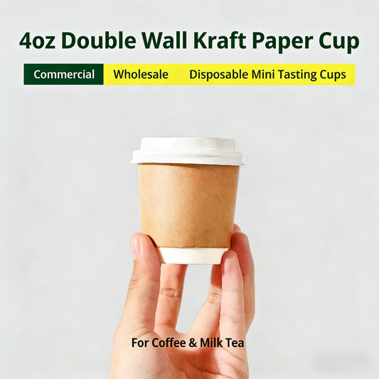 4oz Double Wall Kraft Paper Tasting Cups Disposable Mini Sampling Cups for Coffee Milk Tea Commercial Wholesale