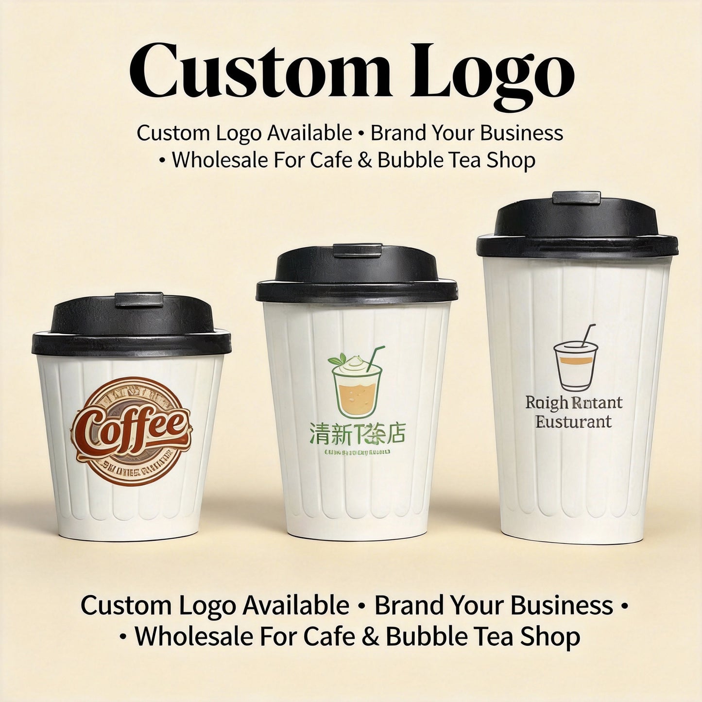 8oz/12oz/16oz Custom Logo Embossed Striped Disposable Coffee Cups Wholesale with Lid for Hot Drinks & Milk Tea Commercial