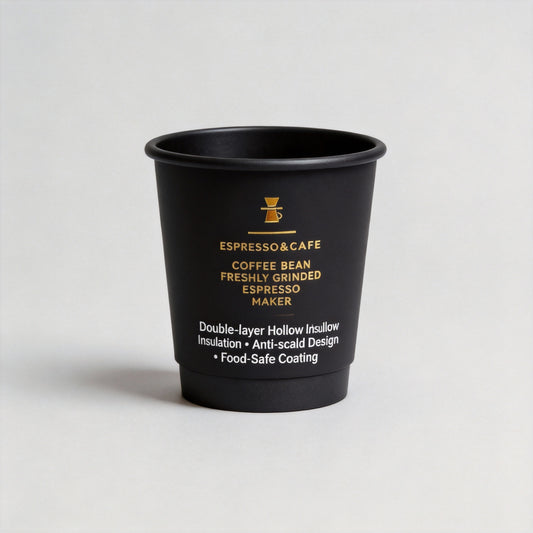 Wholesale Disposable Black Coffee Cups Double-layer Hollow Coated Touching Paper Anti-scald for Hot Drinks Milk Tea & Coffee