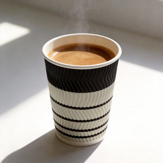 Wholesale Disposable Ripple Wall Coffee Cups Anti-scald Thickened Corrugated with Lids for Commercial Hot Drinks