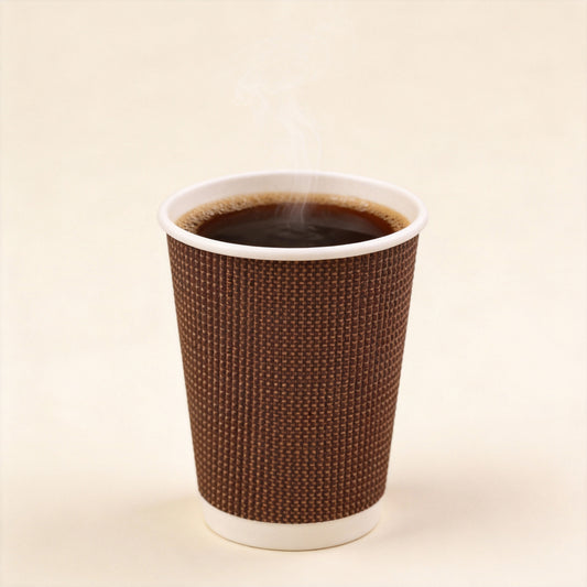 Wholesale Corrugated Paper Coffee Cups Disposable Commercial Double Wall Anti-scalding with Lids 8/14oz for Hot Drinks