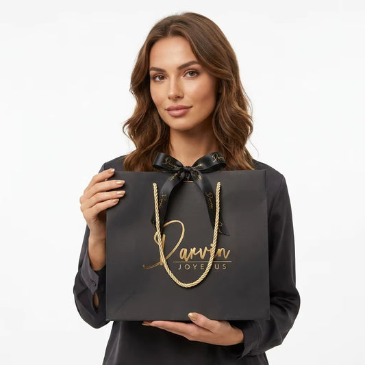 Black Cardboard Shopping Bags, 12x6x14 Inch Black Paper Gift Bags with Flat Handles for Retail Store