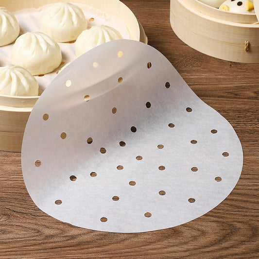Siomai Steamer Paper, 14cm Round, Non-Stick & Perforated, for Filipino & Asian Dim Sum, 100 Sheets, Bulk