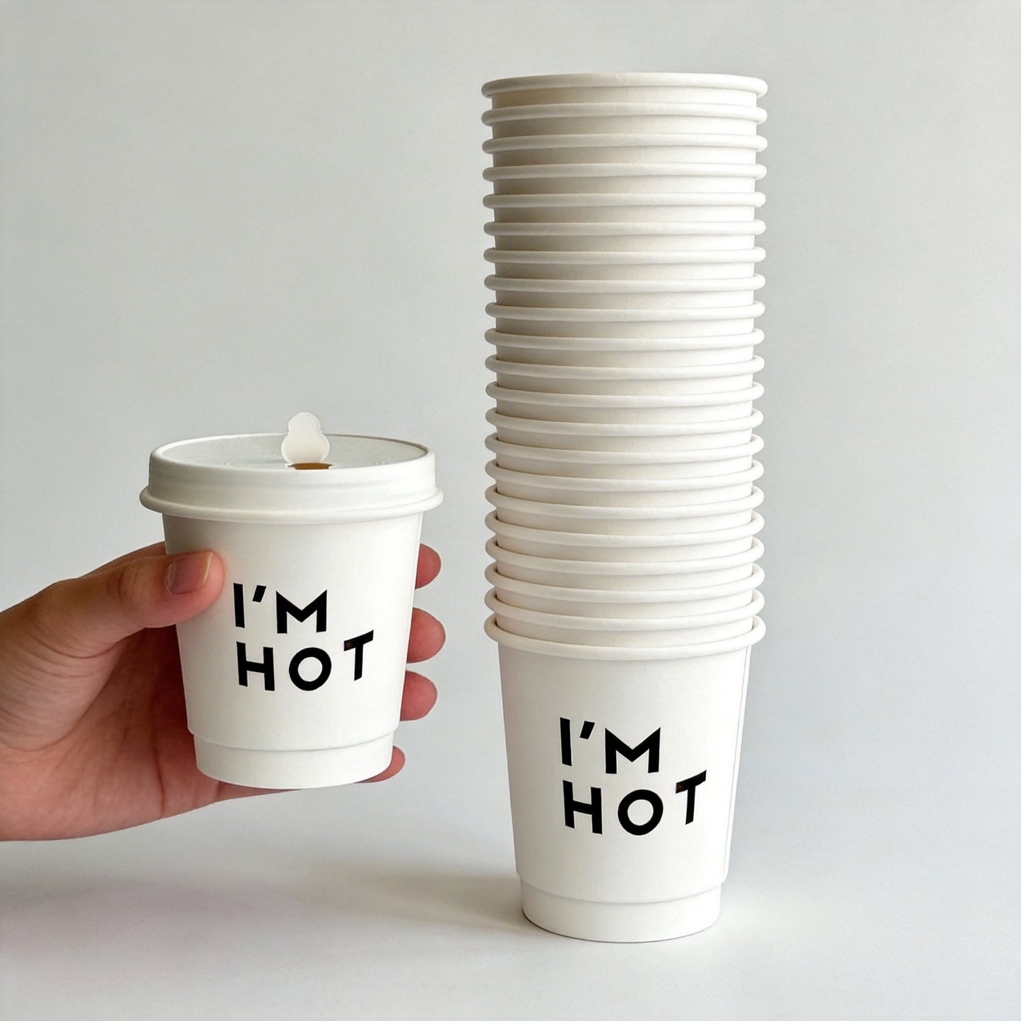 Disposable Custom Coffee Paper Cups with Lids Commercial Hot Drink Takeaway Packaging