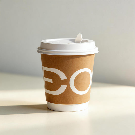 Kraft Paper Cups Wholesale Double-use with Lid & Custom Logo for Commercial Coffee Milk Tea Cafe Takeaway