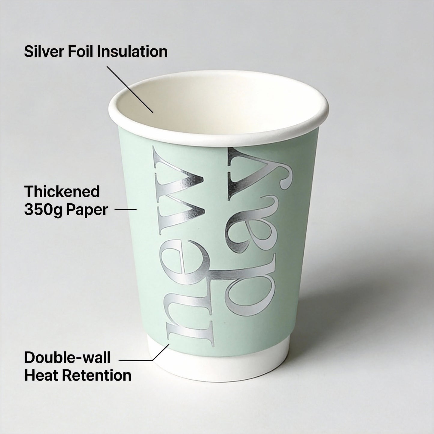 12oz Insulated Paper Cup Wholesale Silver Foil Thickened with Lid for Coffee Milk Tea Commercial Takeaway
