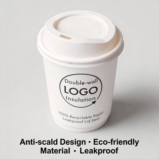 Customizable Double-Wall Disposable Paper Coffee Cup with Lid Eco-Friendly and Unearth Customized Colors for Camping