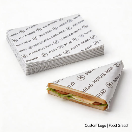 Custom Printed Sandwich Wrapping Paper, Greaseproof & Food Grade, for Deli & Takeaway, 10000 Sheets/Order