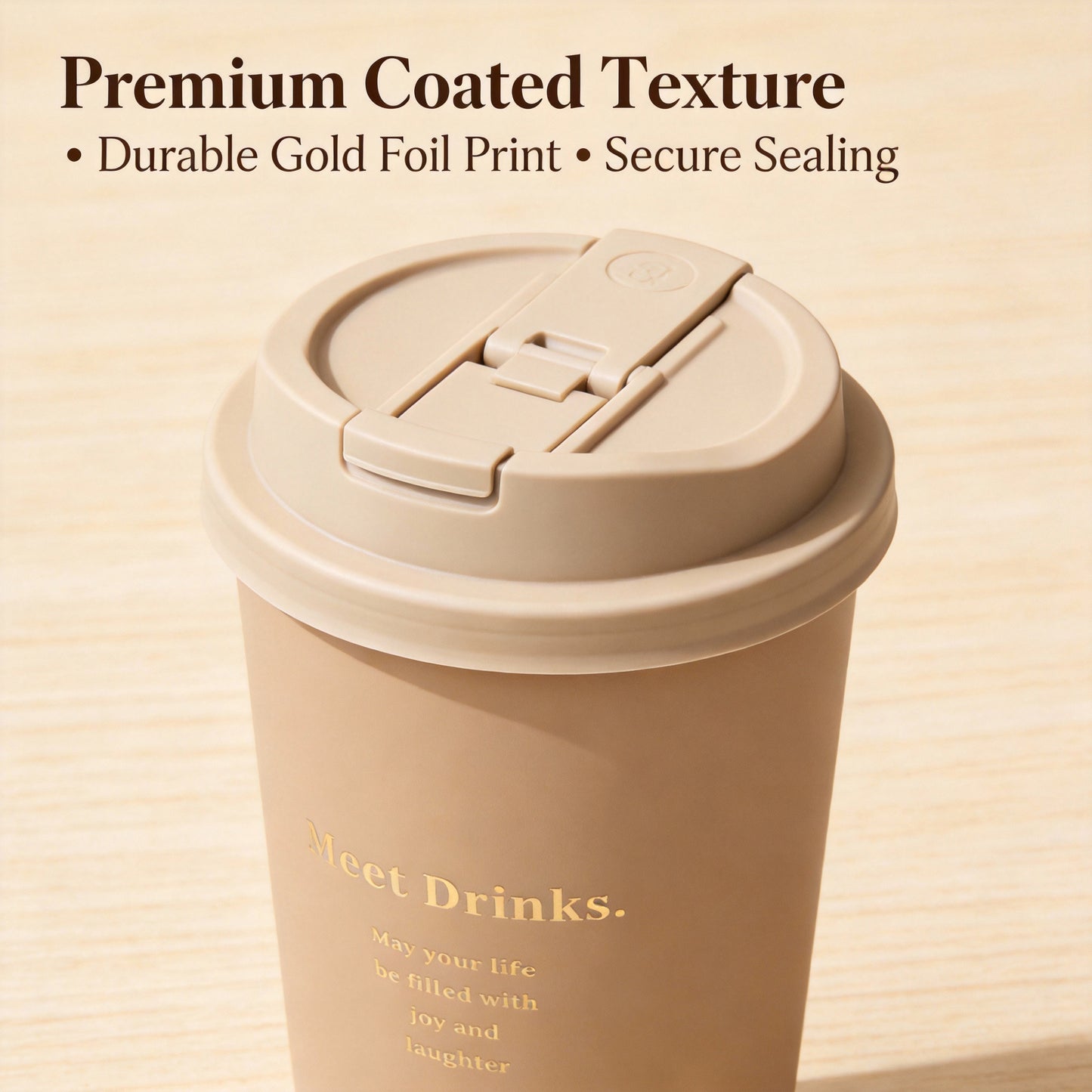 12oz Hot-Selling Snowy Color Coated Paper Cups Wholesale with Sealing Lids for Commercial Takeaway Coffee & Milk Tea