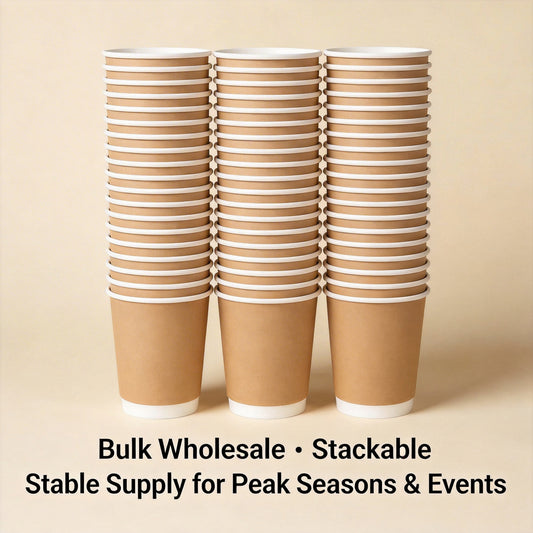 Disposable Double Layer Thickened American Style Kraft Paper Coffee Cups with Lids for Party & Commercial Wholesale
