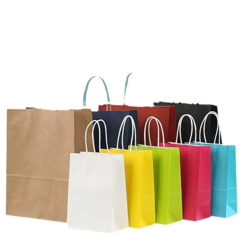 Paper Shopping Bags, Kraft Paper Bags with Flat Handles, Biodegradable, for Grocery and Retail Use