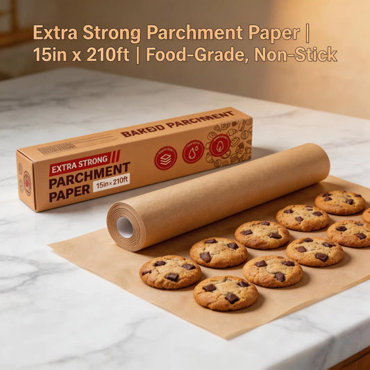 Unbleached Baking Paper Rolls, 15 Inch, Natural Brown Greaseproof, for Eco-Friendly Bakery & Health Food, Low MOQ