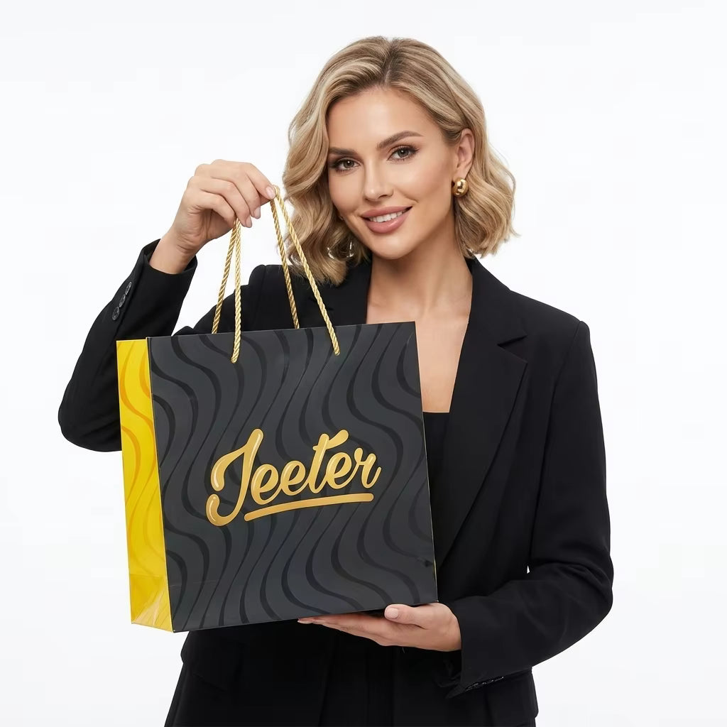 Custom Printed White Cardboard Bags, 12x6x14 Inch Rigid Paper Gift Bags with Your Logo for Clothing Brand