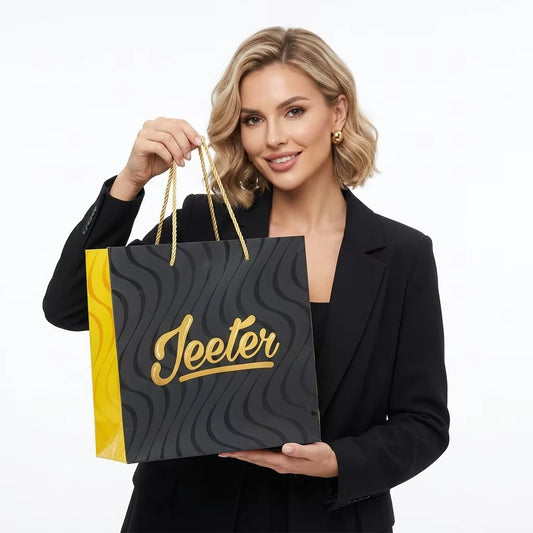 Custom Printed White Cardboard Bags, 12x6x14 Inch Rigid Paper Gift Bags with Your Logo for Clothing Brand