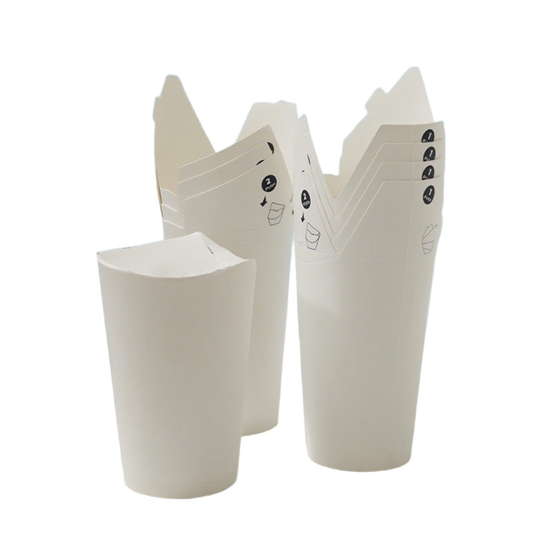 Disposable Folding Sealed Butterfly Paper Cups 16oz with Lids Customizable with Logo for Coffee, Milk Tea & Beverage Use