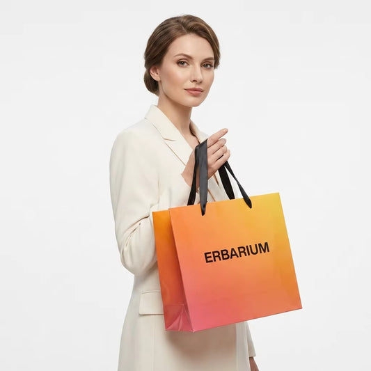 White Cardboard Gift Bags with Paper Handles, 12x6x14 Inch Shopping Bags for Cosmetics and Perfume
