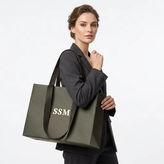White Cardboard Paper Bags with Die Cut Handles, 250gsm Shopping Bags for Clothing and Gift Stores