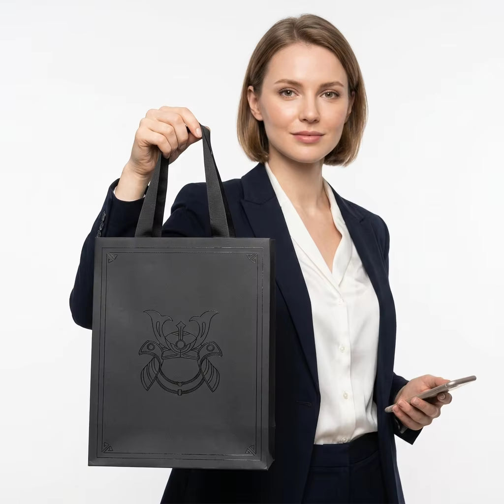 Small Black Cardboard Bags, 6x4x8 Inch Black Paper Gift Bags with Flat Handles for Jewelry and Small Gifts