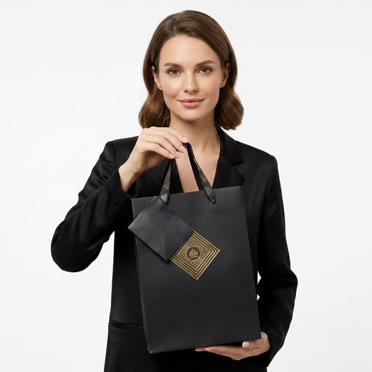 Small Textured Paper Bags, 6x4x8 Inch Specialty Paper Gift Bags with Flat Handles for Jewelry and Small Gifts