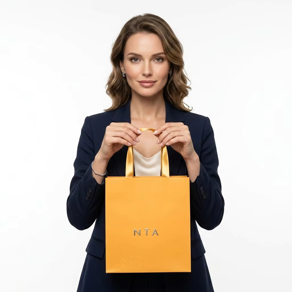Custom White Cardboard Gift Bags with Ribbon Handles, 250gsm Rigid Shopping Bags for Premium Gifts