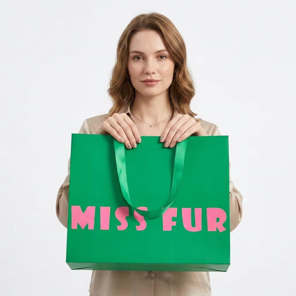 SBS White Cardboard Gift Bags, Premium Bleached Paper Shopping Bags with Silk Ribbon Handles for Luxury Brand