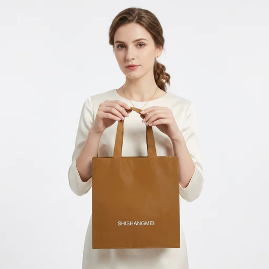 FSC Certified White Cardboard Gift Bags, Eco Friendly Rigid Paper Shopping Bags for Sustainable Retail
