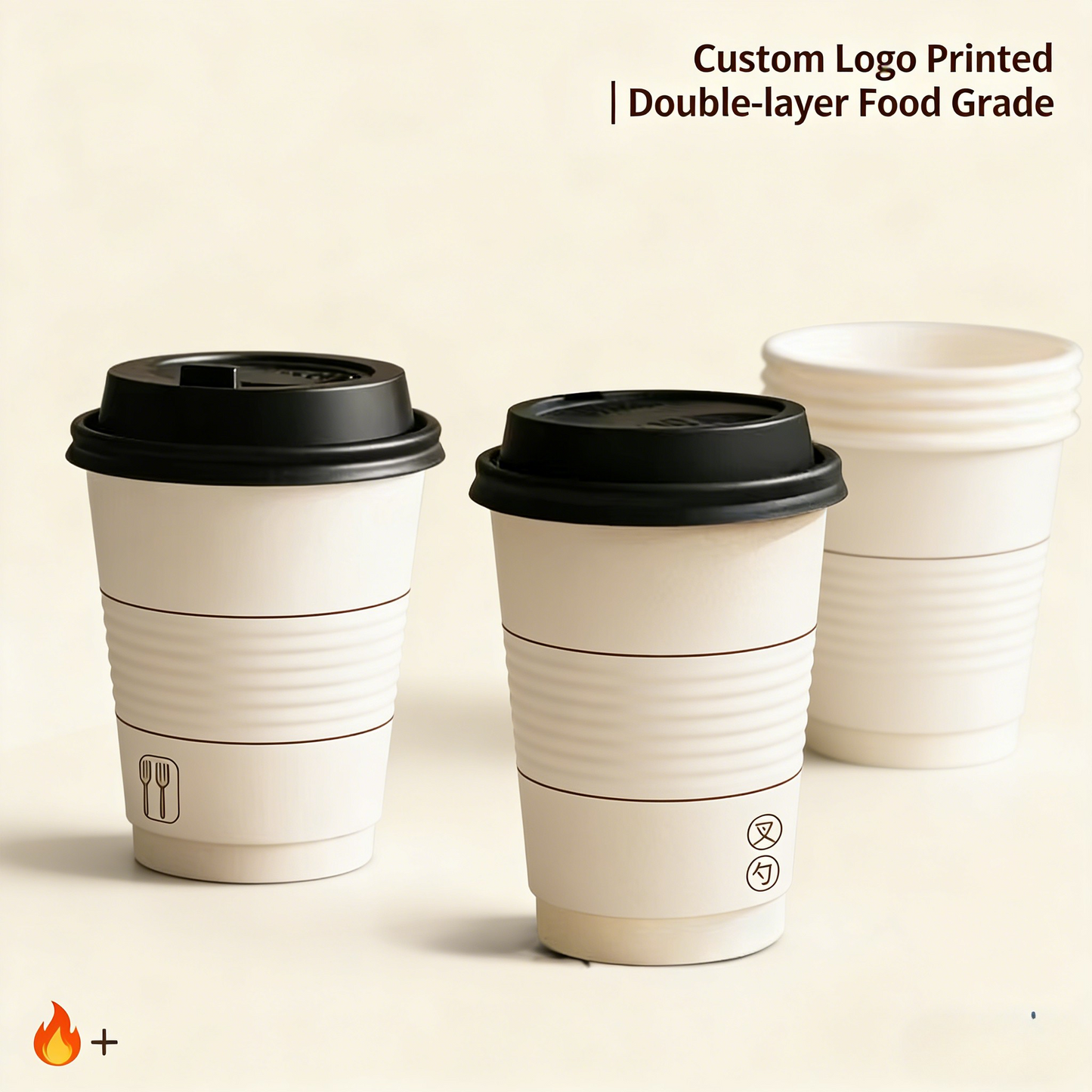 Custom Logo Printed Double-layer Food Grade Disposable Paper Cup for Portable Takeaway Coffee Milk Tea Hot & Cold Drinks
